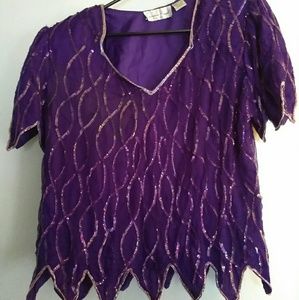 Vintage purple sequin top